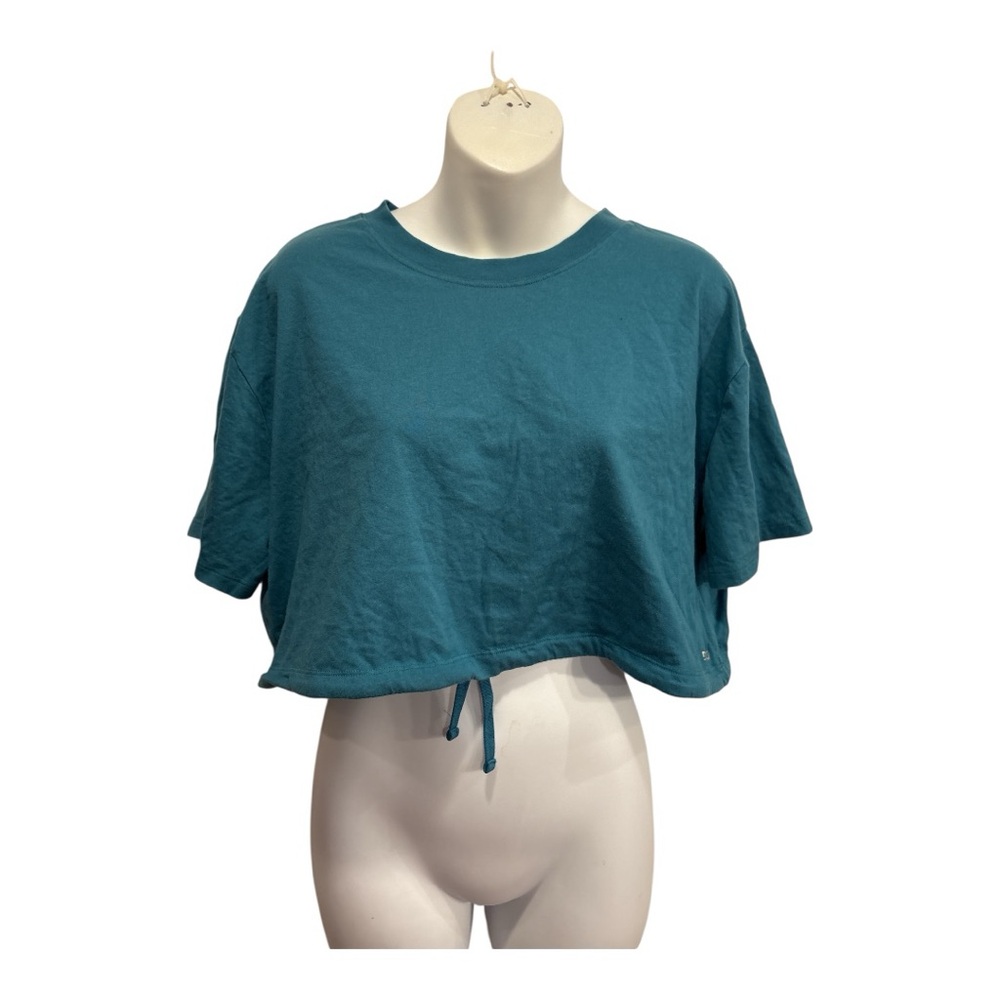 DSG Teal Casual crop Top with draw string around bottom. Size large